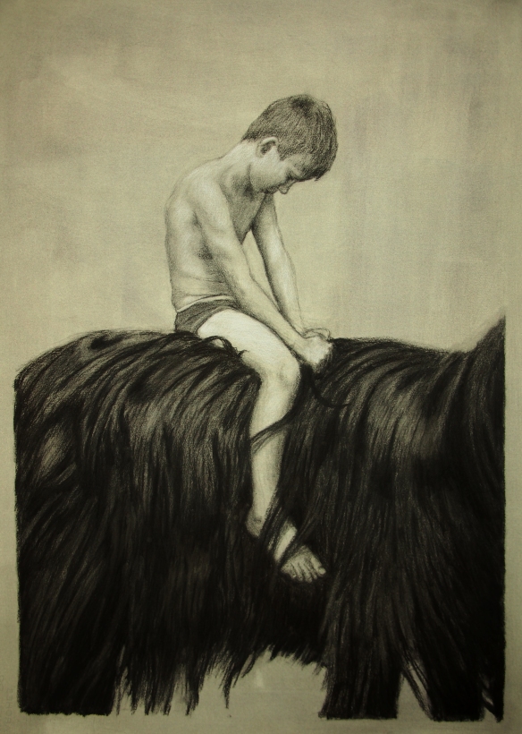 "Black beast dream", tegning, 104x72 cm